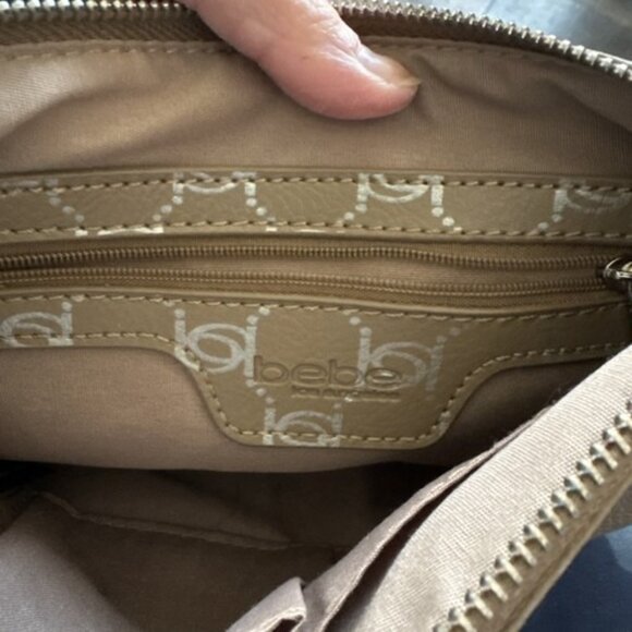 BEBE Large WRISTLET~ALEXIS LOGO Tan w/Gold Studs - Picture 5 of 5
